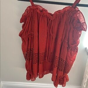 BCBGMaxAzria Vibrant Red Off-Shoulder Top